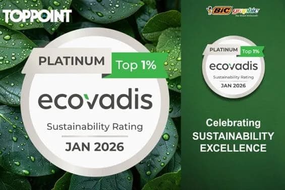 Tre viktiga EcoVadis-milstolpar: BIC Graphic & Toppoint åter Platinum, BergHOFF Belgium når Silver